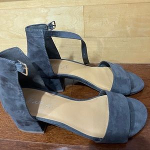 Cute Greyish Blue Suede Ankle Strap Heels Size 6